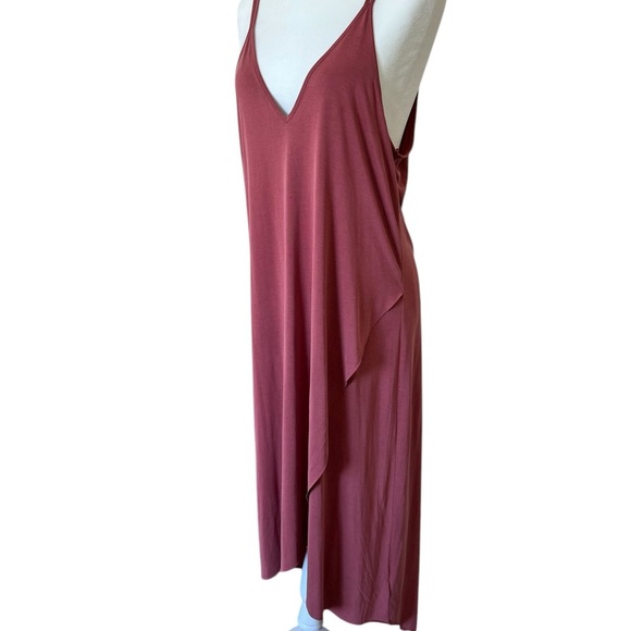 Pink Asymmetrical Wrap Sundress with V-Neck - Picture 5 of 7